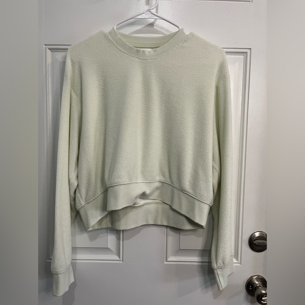LESET TEDDY FRENCH TERRY CLASSIC ULTRA SOFT CREAM IN CELERY CREW SWEATER TOP S - Picture 7 of 8